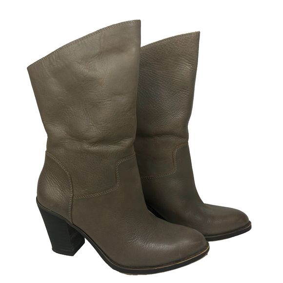 Lucky Brand Shoes - Lucky Brand Embrleigh Taupe Leather Mid Shaft Boots Booties Size 7.5